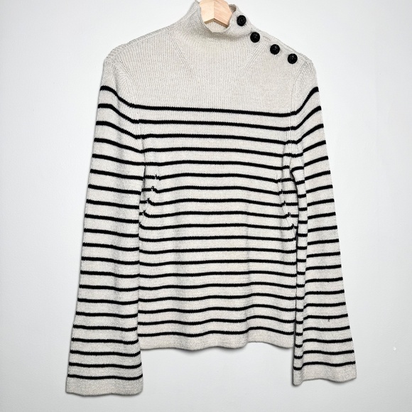 Zadig & Voltaire Sailor We Stripes Ribbed Funnel Neck Sweater in Ecru Sz XS - Picture 3 of 8